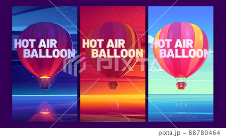 Posters with hot air balloon at night, sunset, day Posters with hot air balloon at night, sunset, day 88780464