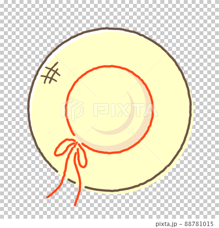 Straw hat with red ribbon seen from above 88781015