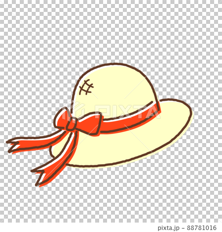 Straw hat with red ribbon 88781016