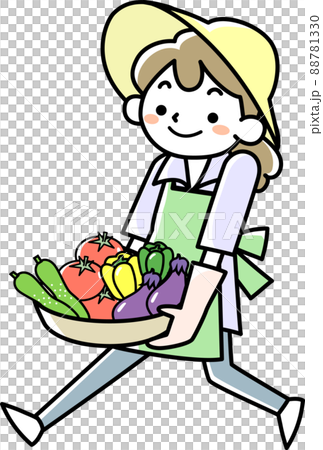 Young woman carrying summer vegetables 88781330