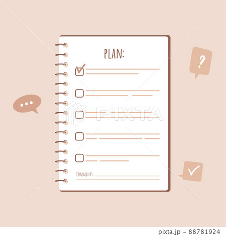 Plan on the table. Planning and organization of work. Vector illustration in flat cartoon style 88781924