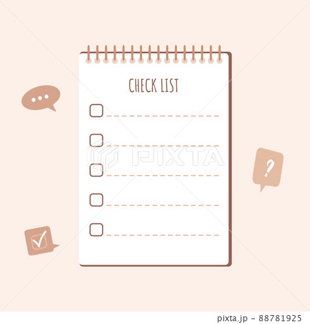 Checklist on the table. Planning and organization of work. Vector illustration in flat cartoon style Checklist on the table. Planning and organization of work. Vector illustration in flat cartoon style 88781925