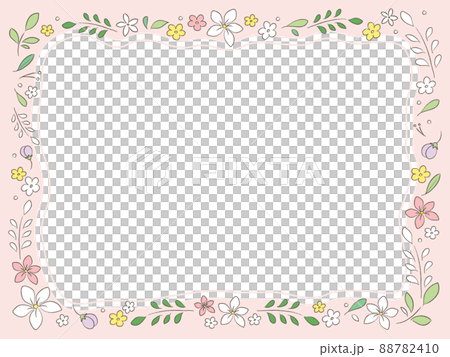 Pink frame of pencil style plant illustration 88782410