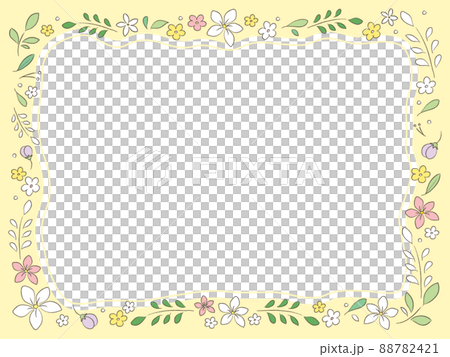 Yellow frame of pencil style plant illustration 88782421
