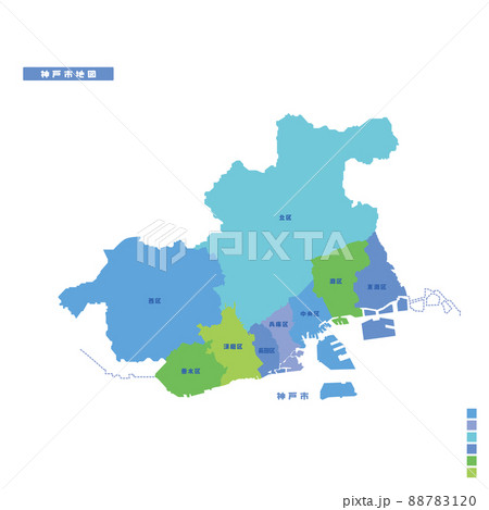 神戸市行政区・神戸市地図 雨の日カラーで色分けしてみた 88783120