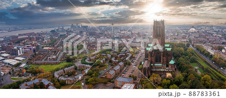 Aerial view of the Liverpool Cathedral in England Aerial view of the Liverpool Cathedral in England 88783361