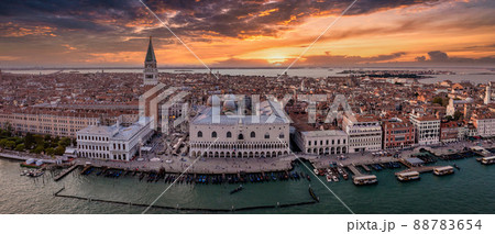 Panorama aerial photo of San Giorgio Maggiore island in Venice Panorama aerial photo of San Giorgio Maggiore island in Venice 88783654