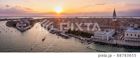 Magical evening sunset view over beautiful Venice in Italy. 88783655