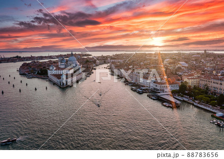 Magical evening sunset view over beautiful Venice in Italy. 88783656