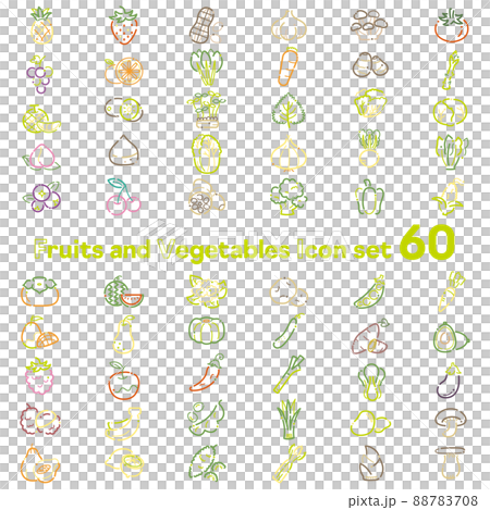 Vegetable and fruit icon set 60 88783708