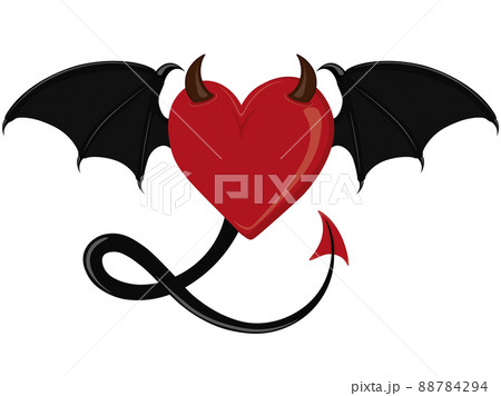 Devil heart art drawing tattoo sketch vectorのイラスト素材