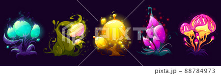 Fantasy flowers, trees, and mushrooms alien plants 88784973
