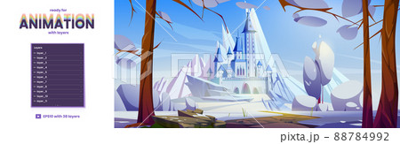 Parallax background with castle in winter 88784992
