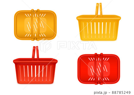 Shopping baskets, empty supermarket plastic carts 88785249