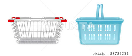Shopping baskets, supermarket metal, plastic carts 88785251
