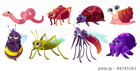 Cute insect characters, ant, bee, spider, ladybird 88785263