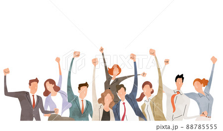 ベクターイラスト素材 ビジネスマン 喜ぶ 成功 人々のイラスト素材