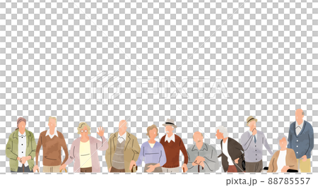 ベクターイラスト素材:シニア世代、高齢者、人々 ベクターイラスト素材:シニア世代、高齢者、人々 88785557