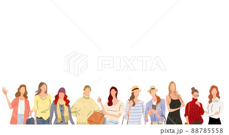 ベクターイラスト素材 女性たち 人々 群衆のイラスト素材