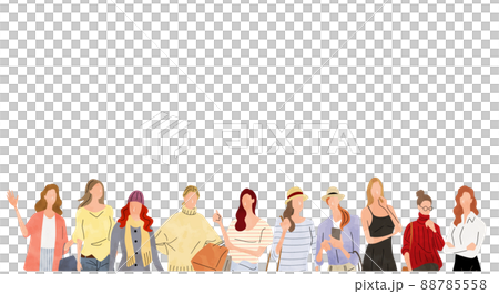 Vector Illustration Material: Women, People, Crowds 88785558