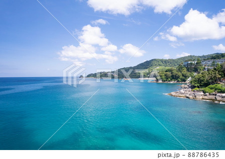 Amazing view seashore Aerial view of Tropical sea in the beautiful Phuket island Thailand. Travel and business tour website background concept 88786435