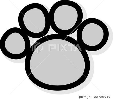 灰色の犬の足跡　黒縁影付き 88786535