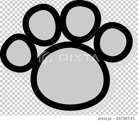 灰色の犬の足跡　黒縁影付き 88786535