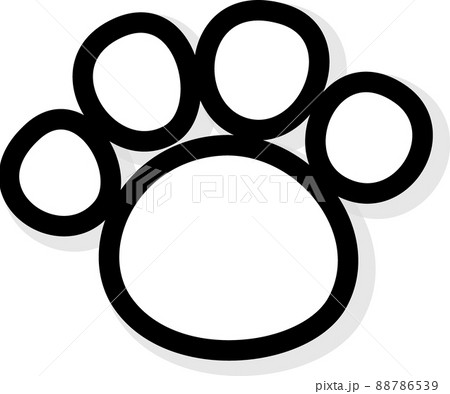 白色の犬の足跡　黒縁影付き 88786539