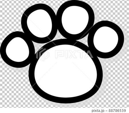 白色の犬の足跡　黒縁影付き 88786539