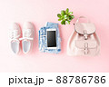 Women clothes with empty phone. Online shopping 88786786