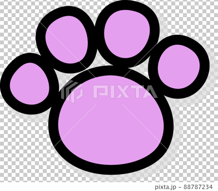 帶有黑色邊框陰影的淺紫色動物腳印 88787234