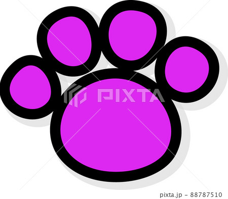 紫色の動物の足跡　黒縁影付き 88787510