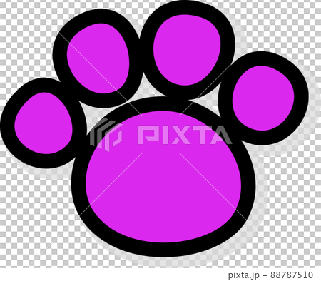 紫色の動物の足跡　黒縁影付き 88787510