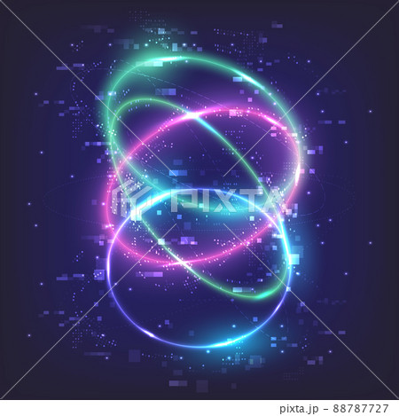 Glowing swirl light effect. Magic abstract frame. Power energy of circular element. Luminous sci-fi. Shining neon lights cosmic. Futuristic swirl universe trail effect. Glitch, rays and pixels Glowing swirl light effect. Magic abstract frame. Power energy of circular element. Luminous sci-fi. Shining neon lights cosmic. Futuristic swirl universe trail effect. Glitch, rays and pixels 88787727