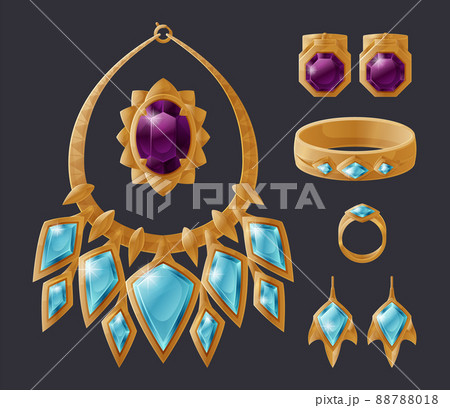 Jewelry Accessory Collection Isolated on Black 88788018