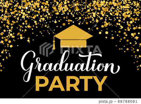 Graduation Party Banner. Gold Confetti Prom...のイラスト素材 [88788081] - PIXTA