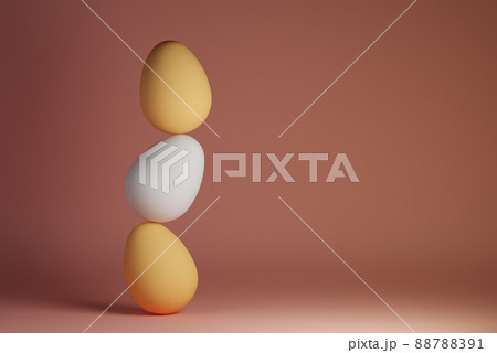 3D rendering of a Pile of Easter eggs with negative space 88788391