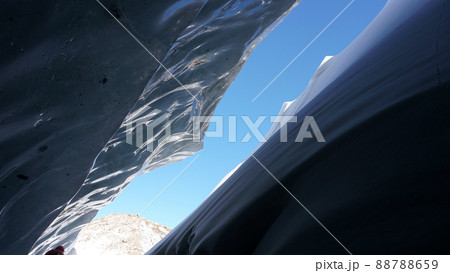 A huge crack in the ice. The entrance to the cave. A huge crack in the ice. The entrance to the cave. 88788659