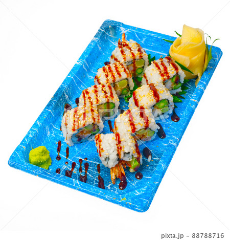 take away sushi express on plastic tray take away sushi express on plastic tray 88788716