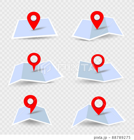 location pin on paper map set 88789275