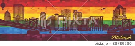Pittsburgh on LGBT flag background 88789280