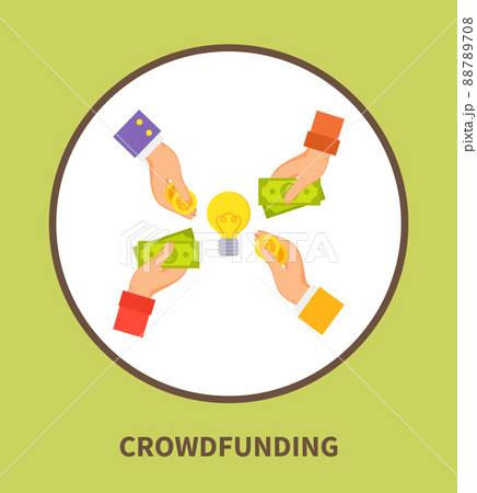 Crowdfunding Promo Logo with Hands that Hold Money 88789708