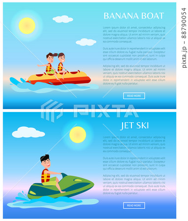 Banana Boat and Jet Ski Colorful Illustrations Banana Boat and Jet Ski Colorful Illustrations 88790054