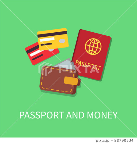 Passport and Money Poster Vector Illustration 88790334