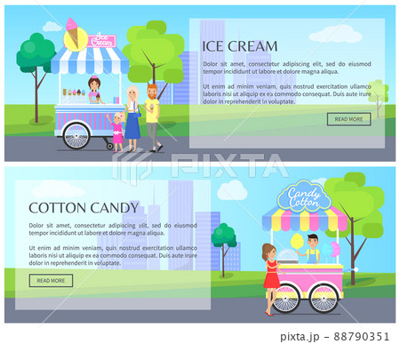 Ice Cream and Cotton Candy Vector Illustration 88790351