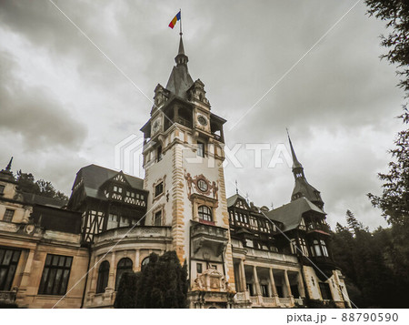 Peles castle in Sinaia Romania with great natural beauty and diversity with a rich cultural heritage Peles castle in Sinaia Romania with great natural beauty and diversity with a rich cultural heritage 88790590
