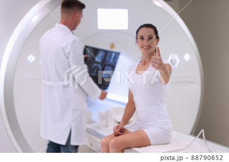 MRI machine satisfied patient and doctor with x-ray 88790652