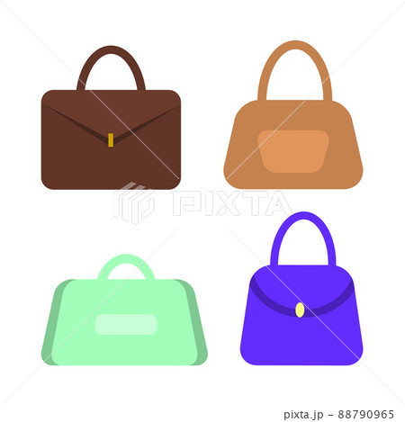 Leather Women Handbags with Handles Vector Set 88790965