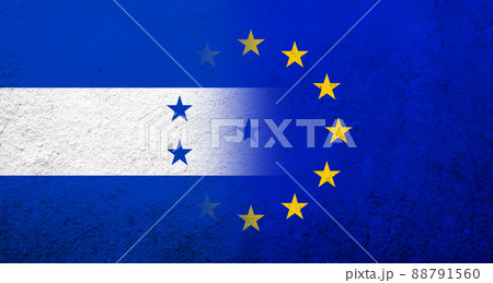 Flag of the European Union with Honduras National flag. Grunge background 88791560