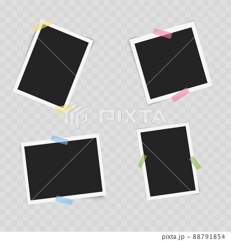 Set of vintage photo frame with adhesive tape. Vector Set of vintage photo frame with adhesive tape. Vector 88791854
